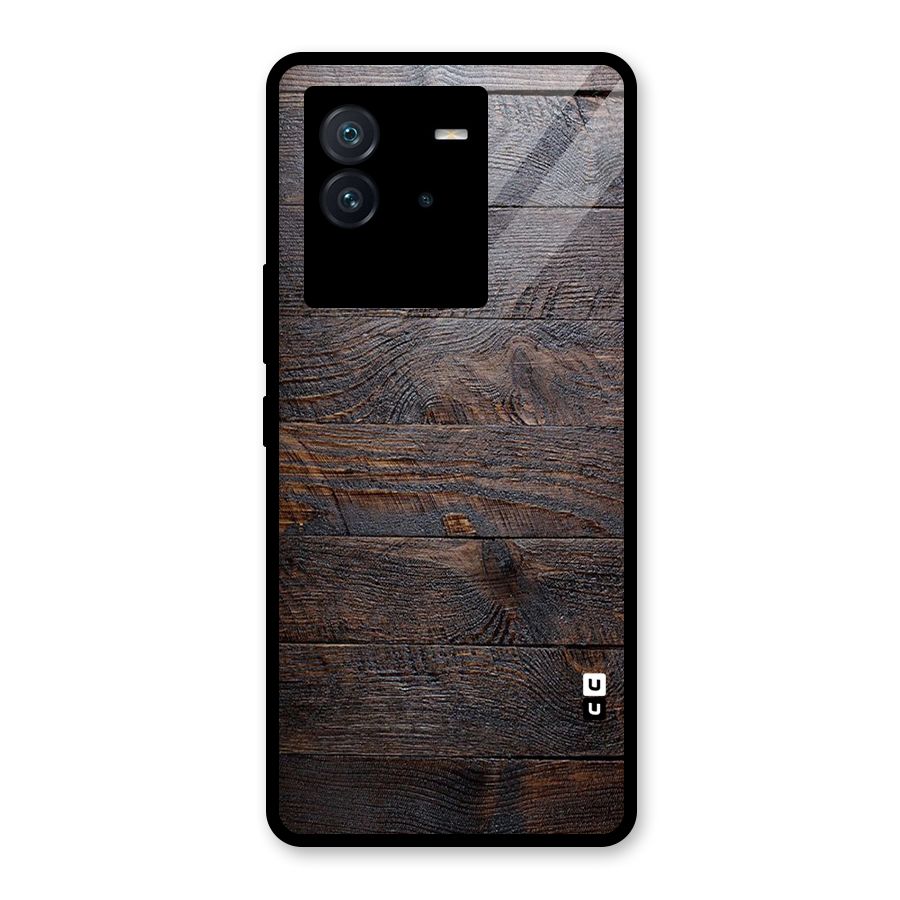 Dark Wood Printed Glass Back Case for Vivo iQOO Neo 6 5G
