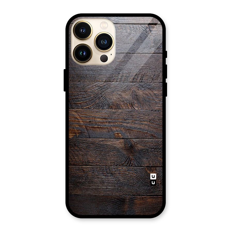 Dark Wood Printed Glass Back Case for iPhone 13 Pro Max