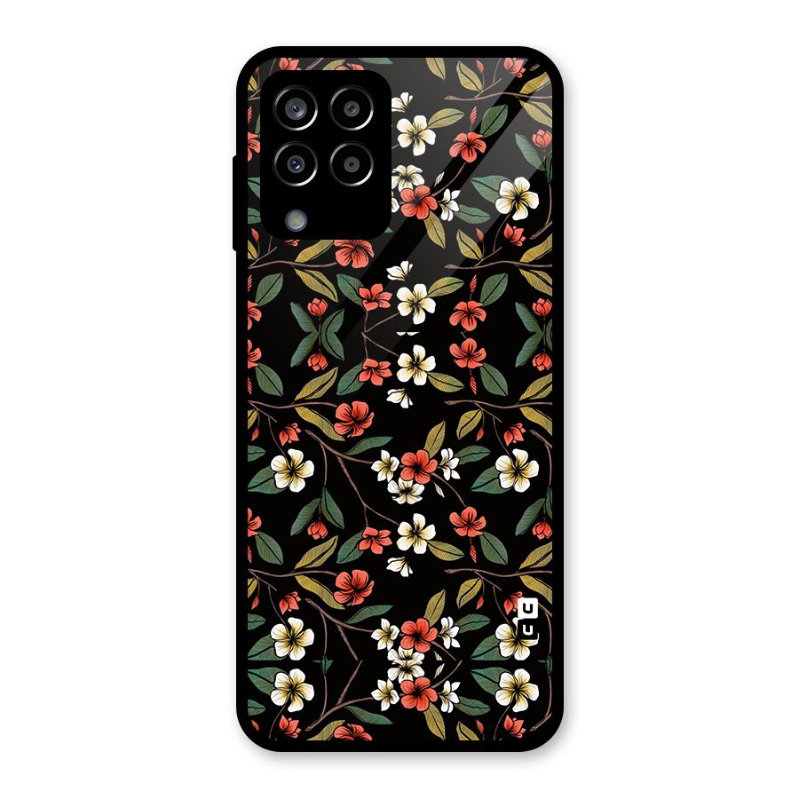 Decorative Florals Pattern Glass Back Case for Galaxy M33