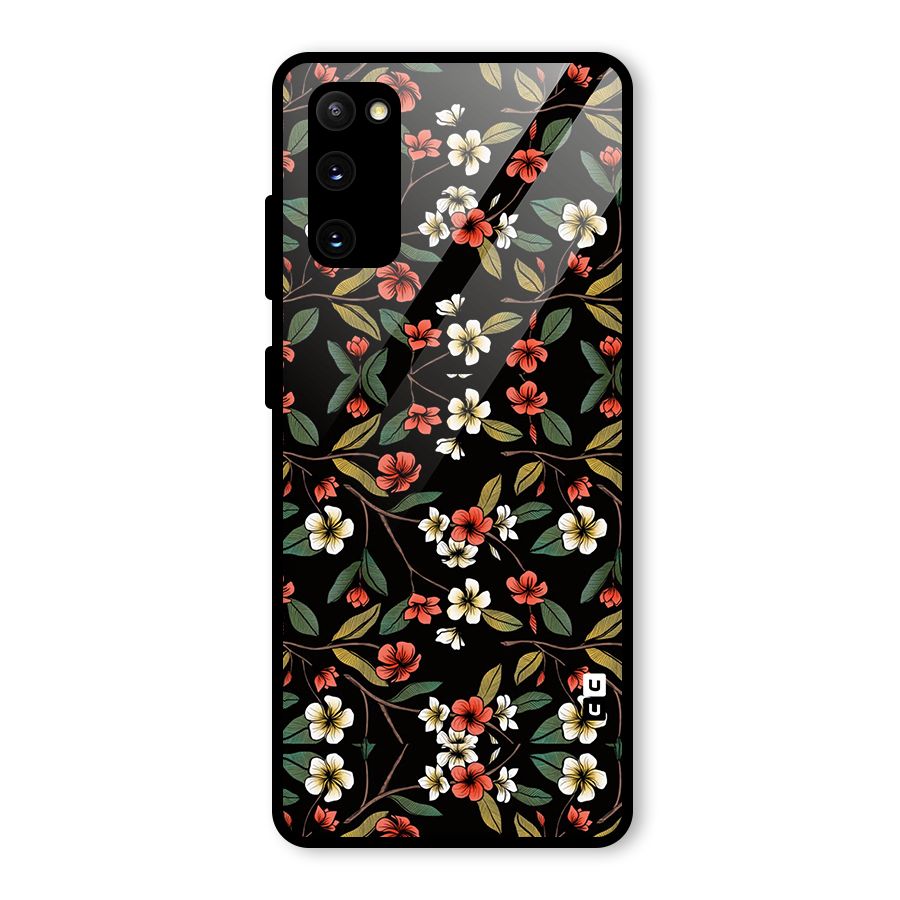 Decorative Florals Pattern Glass Back Case for Galaxy S20 FE 5G