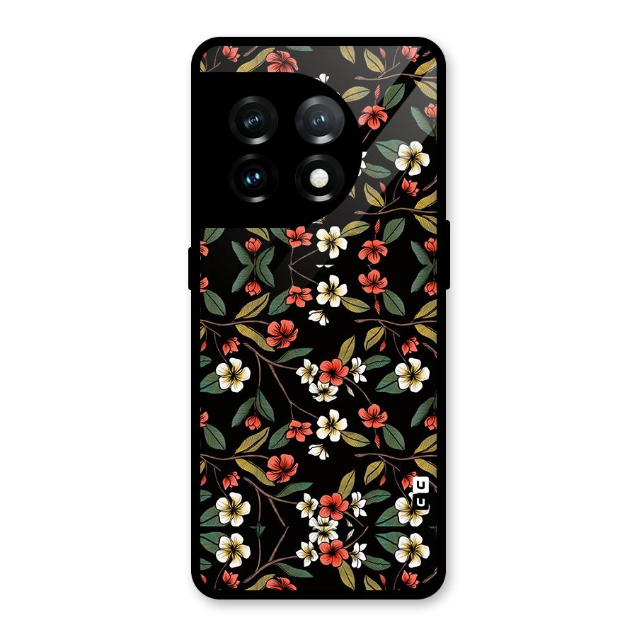 Decorative Florals Pattern Glass Back Case for OnePlus 11