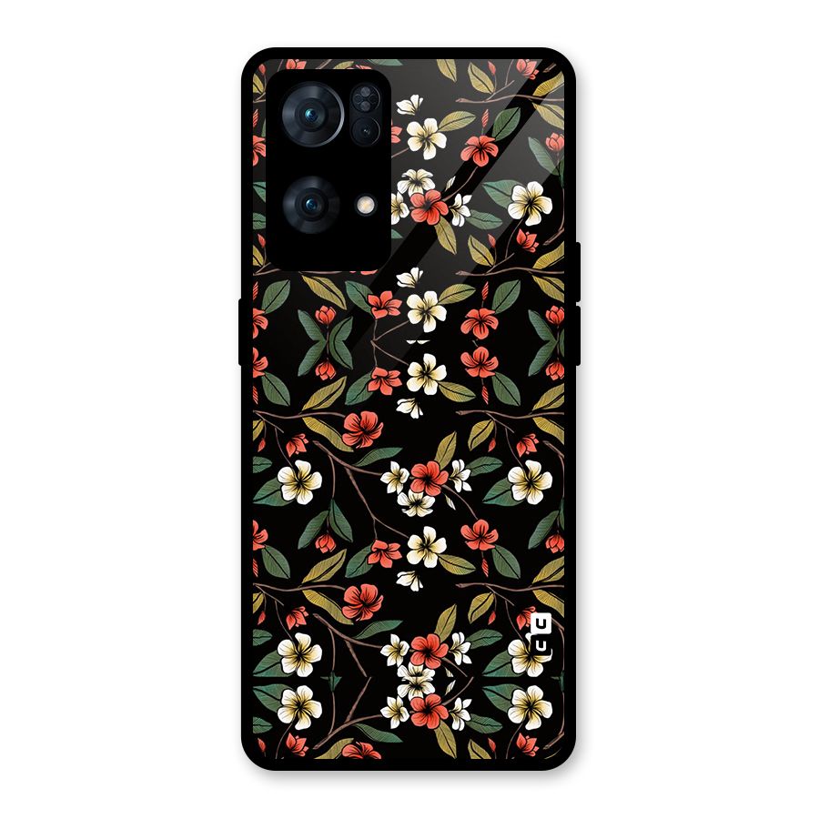 Decorative Florals Pattern Glass Back Case for Oppo Reno7 Pro 5G