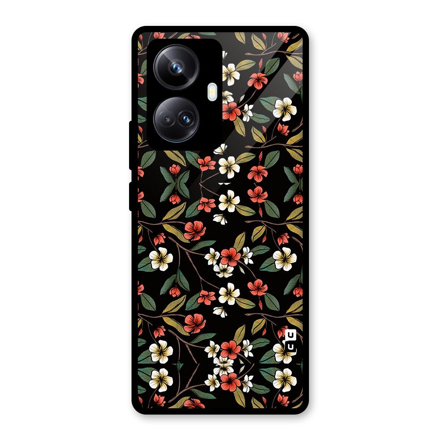 Decorative Florals Pattern Glass Back Case for Realme 10 Pro Plus