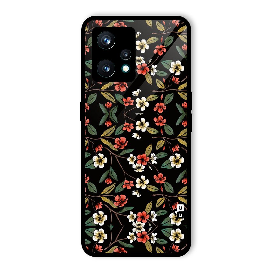 Decorative Florals Pattern Glass Back Case for Realme 9 Pro Plus 5G
