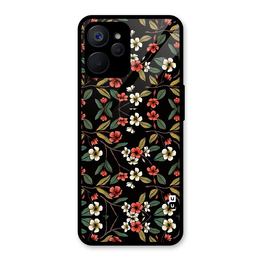 Decorative Florals Pattern Glass Back Case for Realme 9i 5G