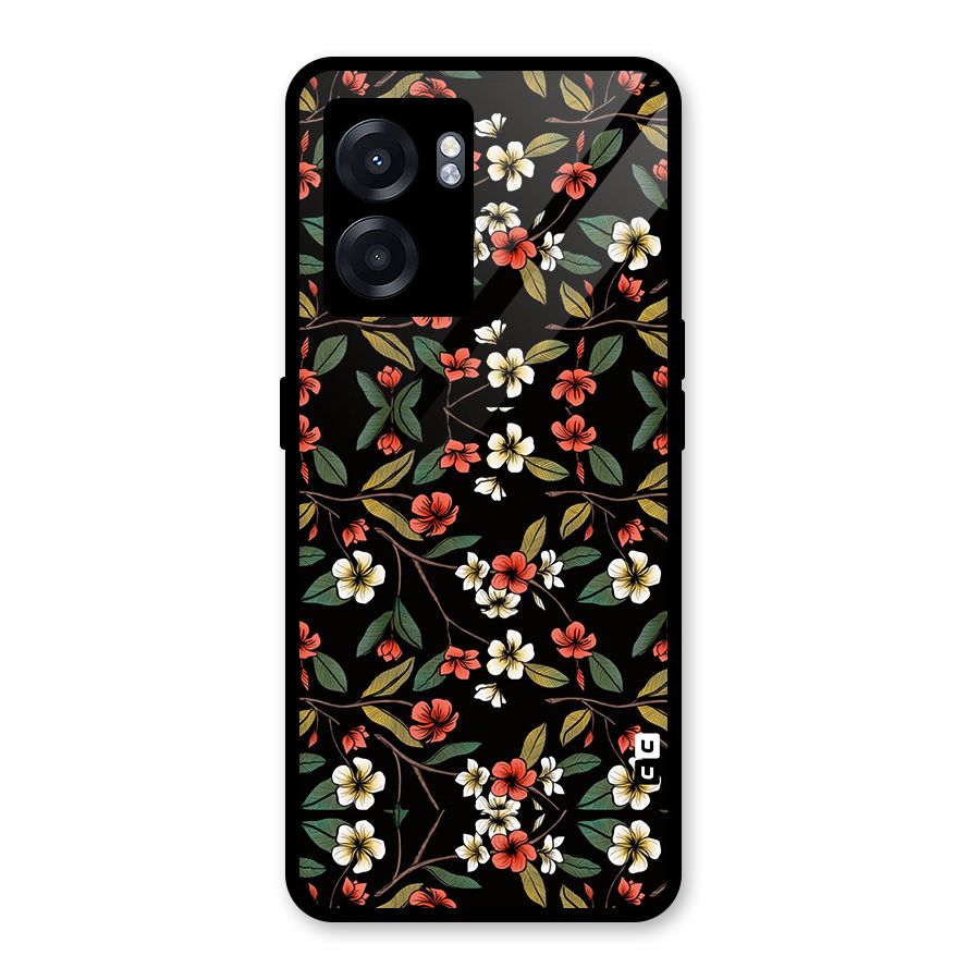 Decorative Florals Pattern Glass Back Case for Realme Narzo 50 5G