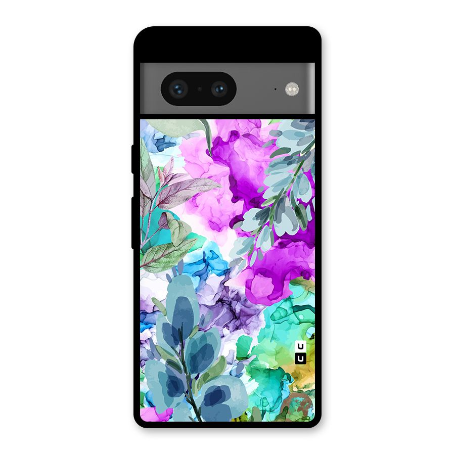 Decorative Florals Printed Glass Back Case for Google Pixel 7