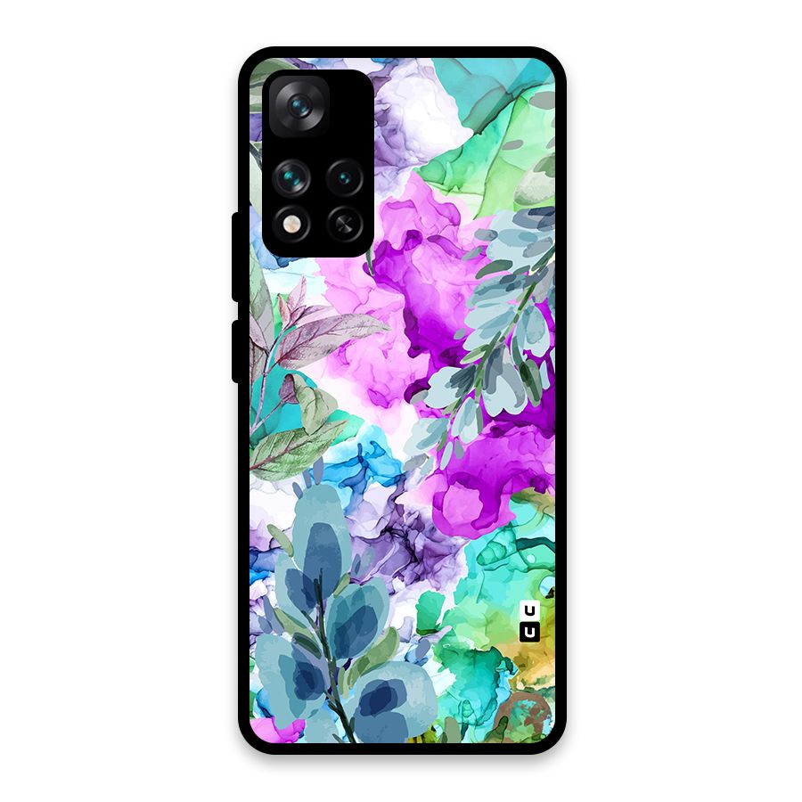 Decorative Florals Printed Glass Back Case for Xiaomi 11i HyperCharge 5G
