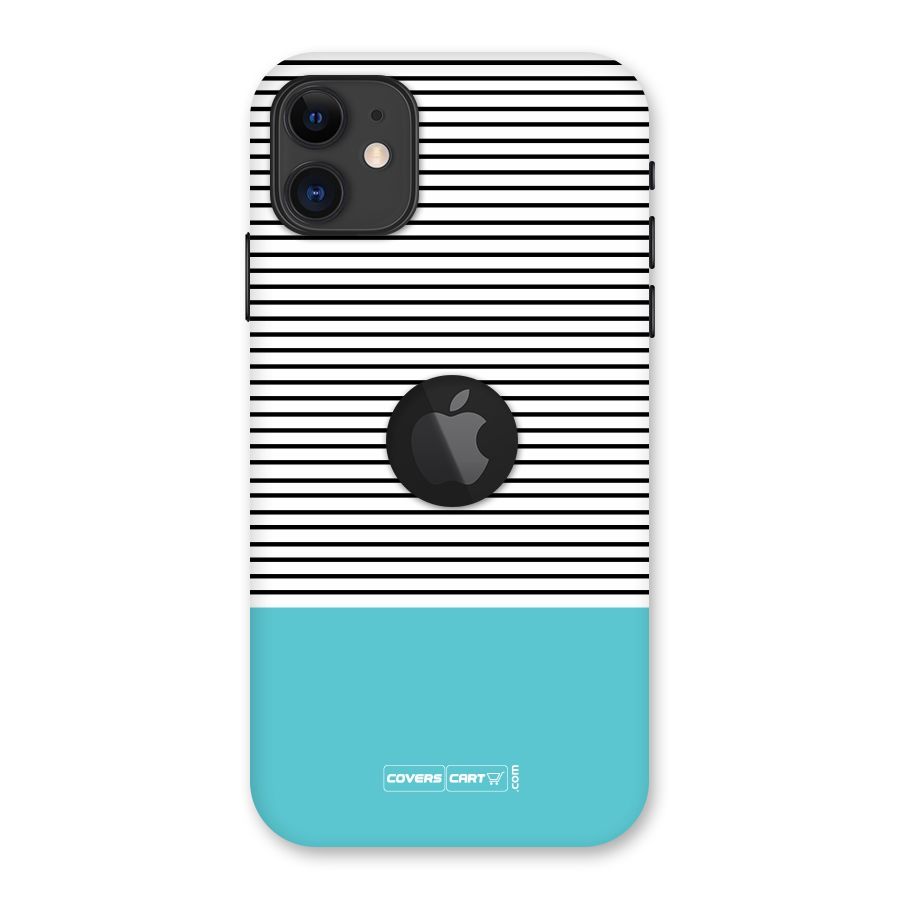Deep Sky Blue Stripes Back Case for iPhone 11 Logo Cut