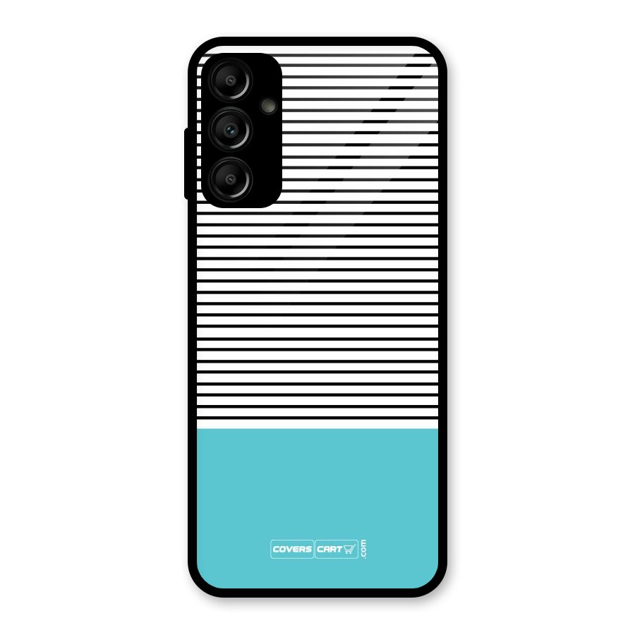 Deep Sky Blue Stripes Glass Back Case for Galaxy A14 5G