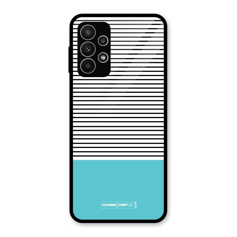 Deep Sky Blue Stripes Glass Back Case for Galaxy A23