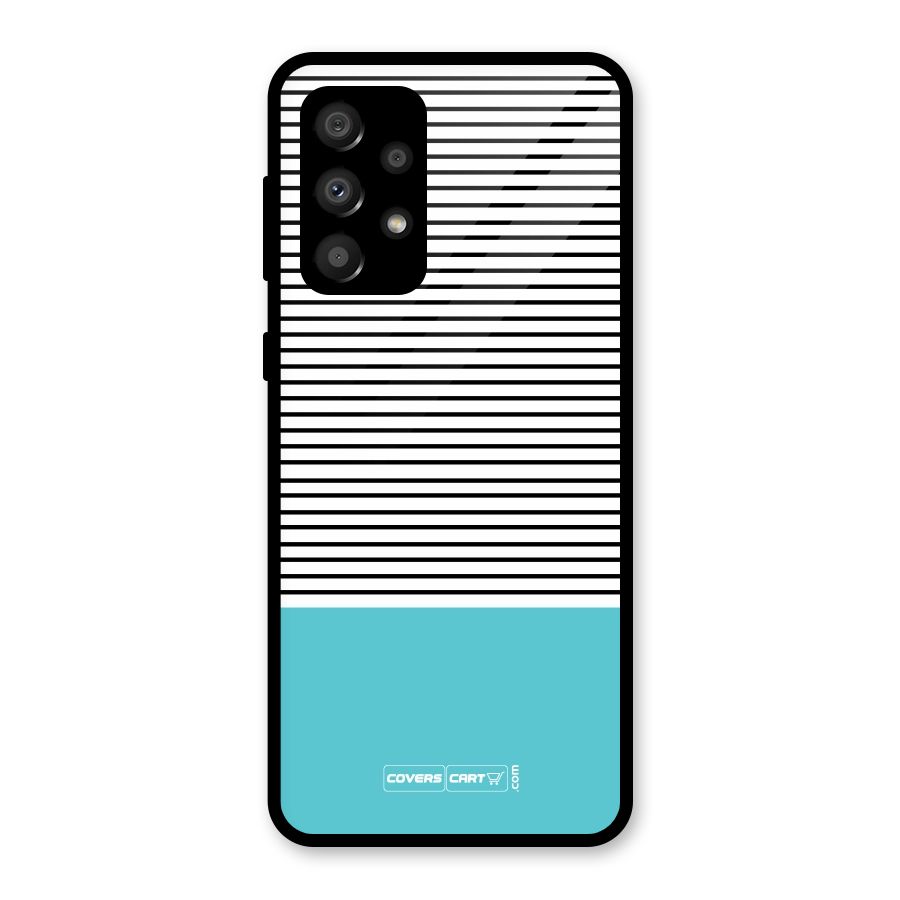 Deep Sky Blue Stripes Glass Back Case for Galaxy A32