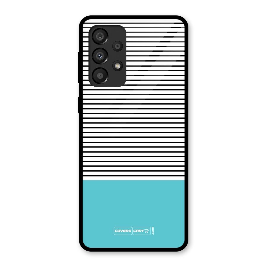 Deep Sky Blue Stripes Glass Back Case for Galaxy A33 5G