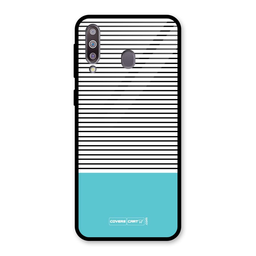 Deep Sky Blue Stripes Glass Back Case for Galaxy M30