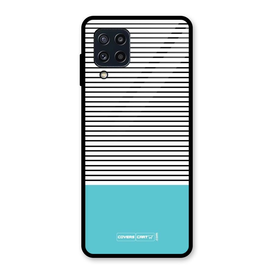 Deep Sky Blue Stripes Glass Back Case for Galaxy M32