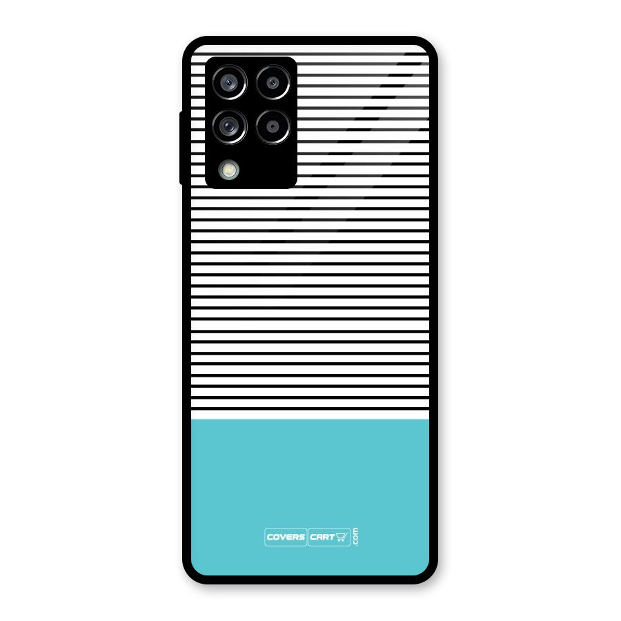 Deep Sky Blue Stripes Glass Back Case for Galaxy M53 5G