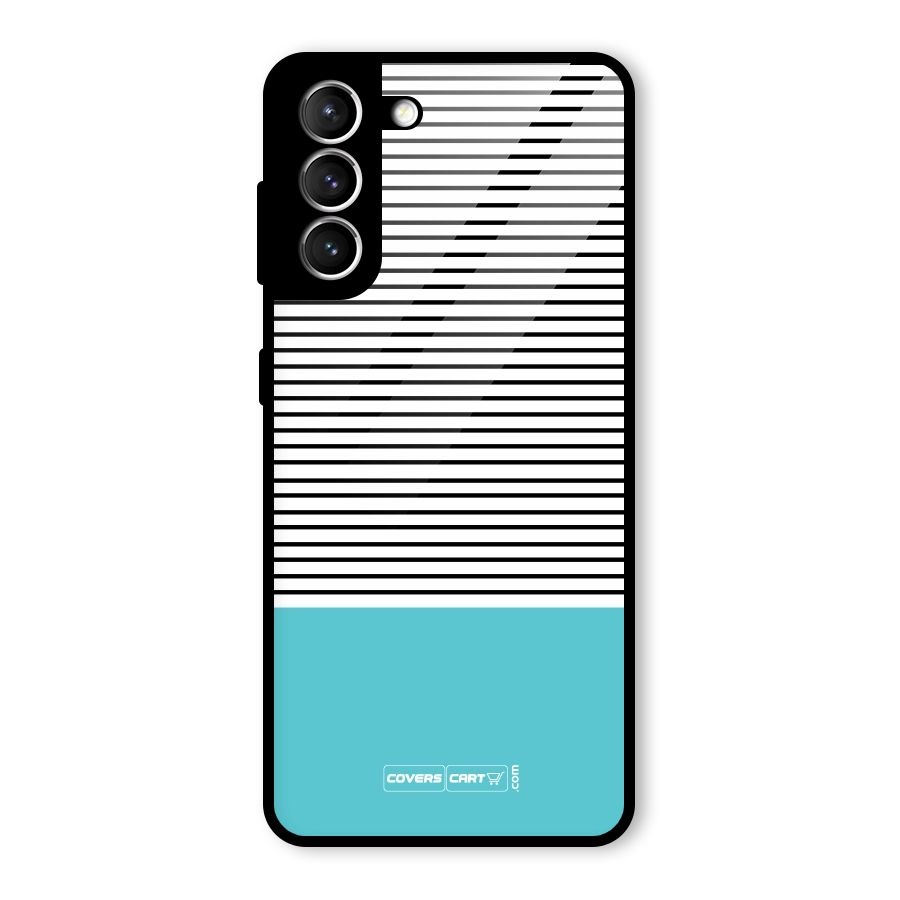 Deep Sky Blue Stripes Glass Back Case for Galaxy S21 5G