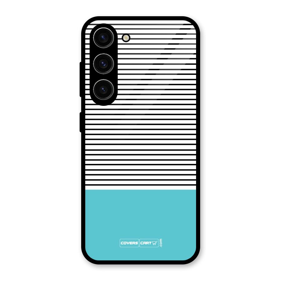 Deep Sky Blue Stripes Glass Back Case for Galaxy S23