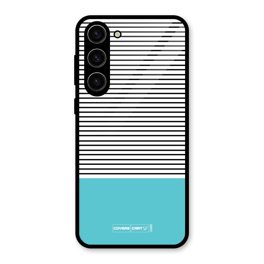 Deep Sky Blue Stripes Glass Back Case for Galaxy S23 Plus