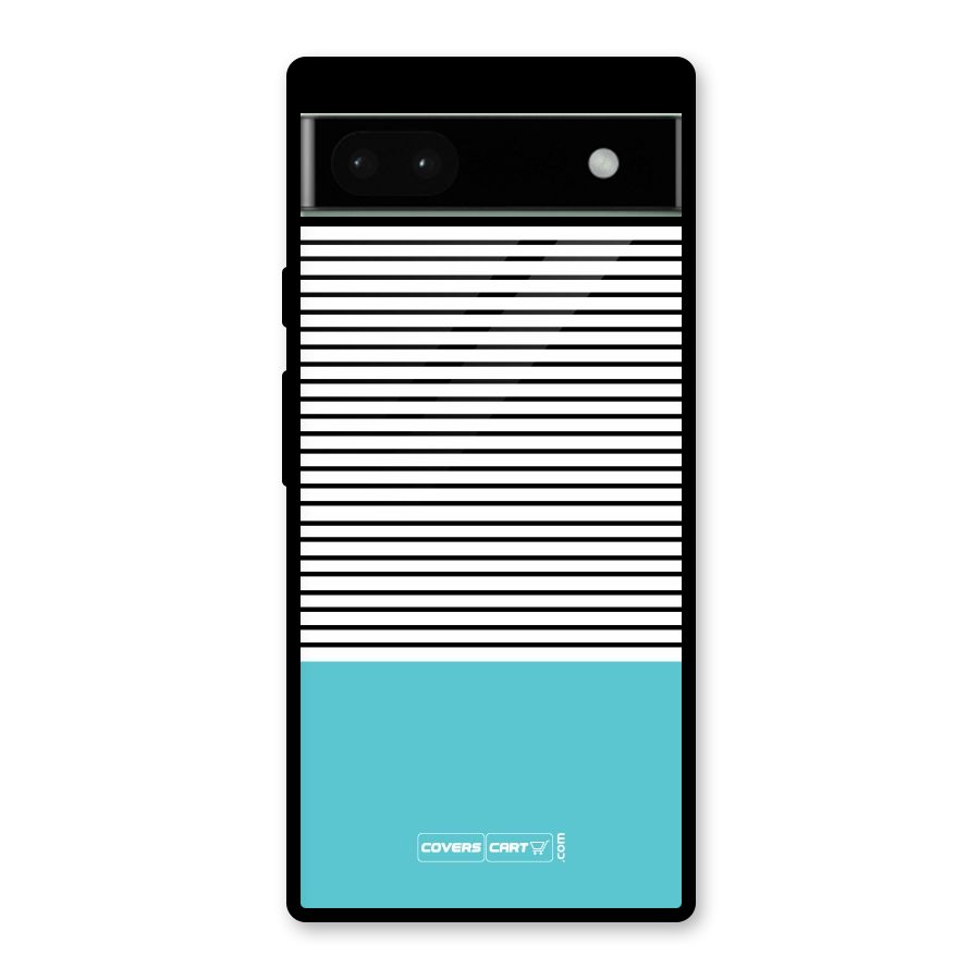 Deep Sky Blue Stripes Glass Back Case for Google Pixel 6a