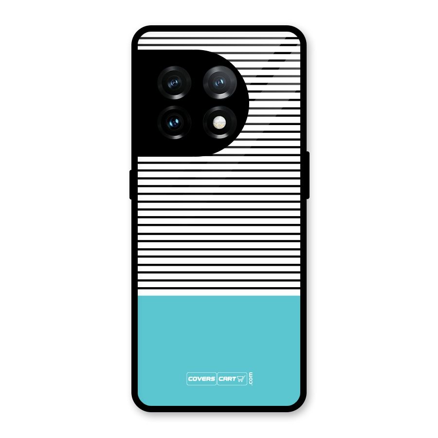 Deep Sky Blue Stripes Glass Back Case for OnePlus 11