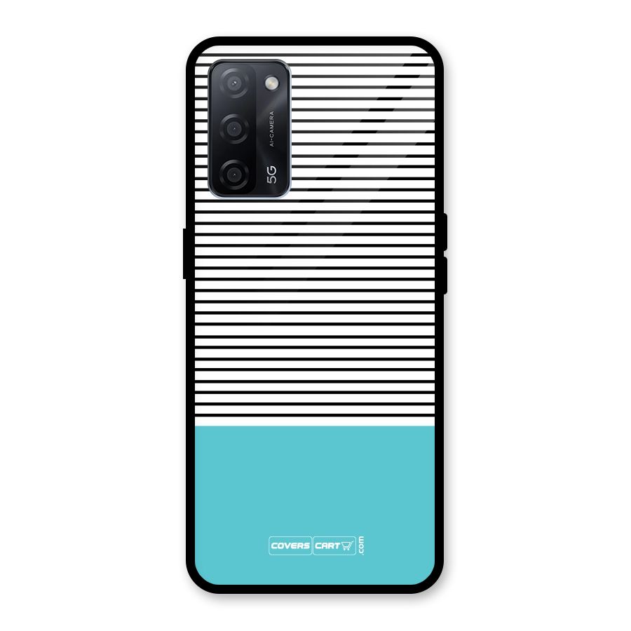 Deep Sky Blue Stripes Glass Back Case for Oppo A53s 5G