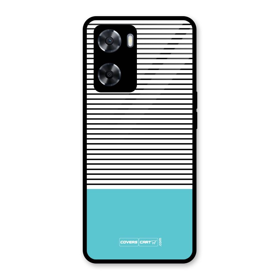 Deep Sky Blue Stripes Glass Back Case for Oppo A57 2022