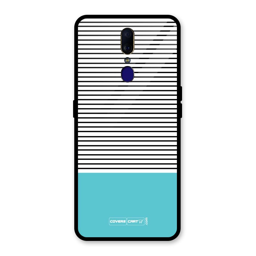 Deep Sky Blue Stripes Glass Back Case for Oppo F11