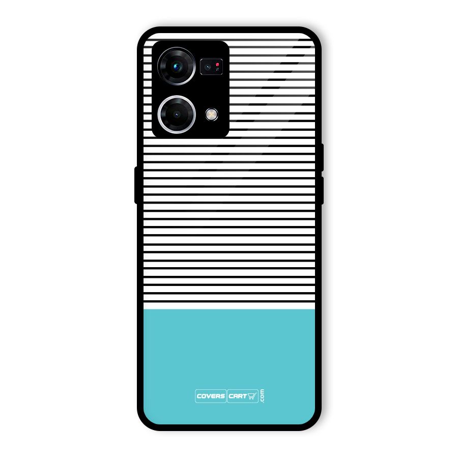 Deep Sky Blue Stripes Glass Back Case for Oppo F21s Pro 4G