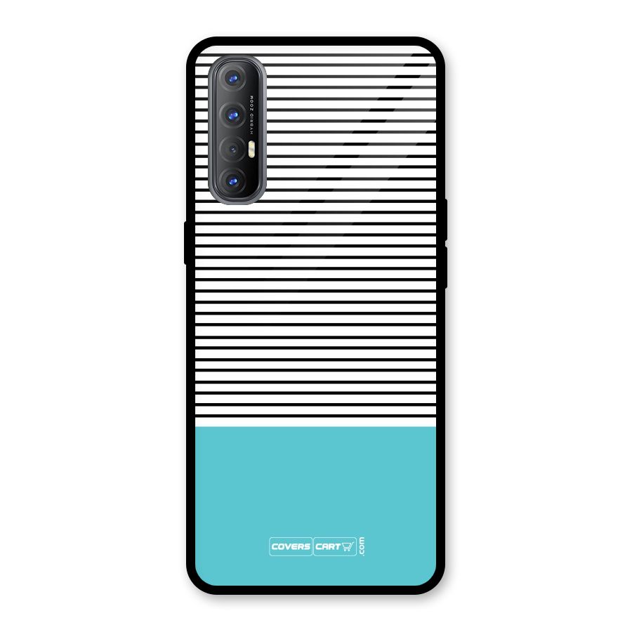 Deep Sky Blue Stripes Glass Back Case for Oppo Reno3 Pro