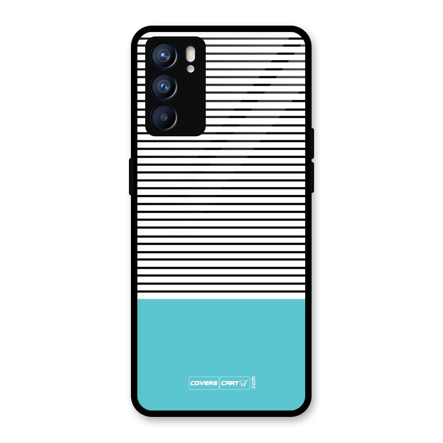 Deep Sky Blue Stripes Glass Back Case for Oppo Reno6 5G