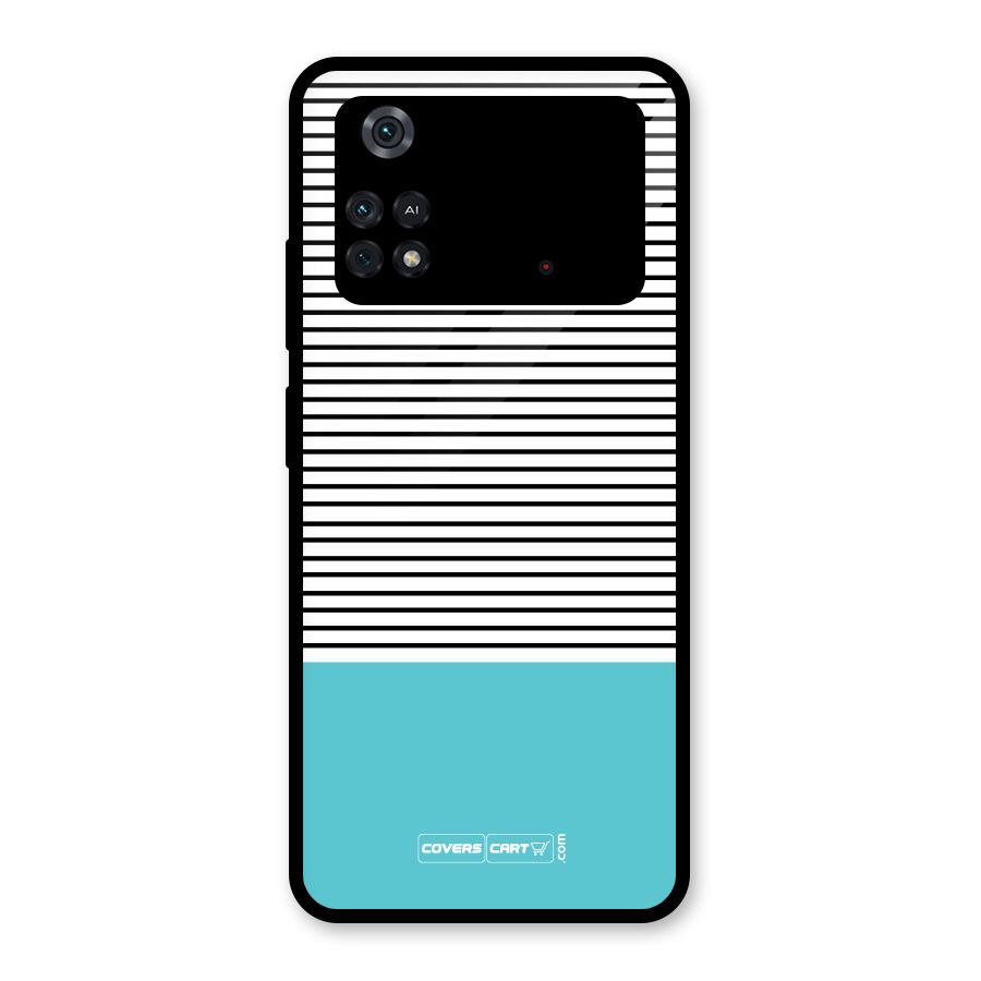 Deep Sky Blue Stripes Glass Back Case for Poco M4 Pro 4G