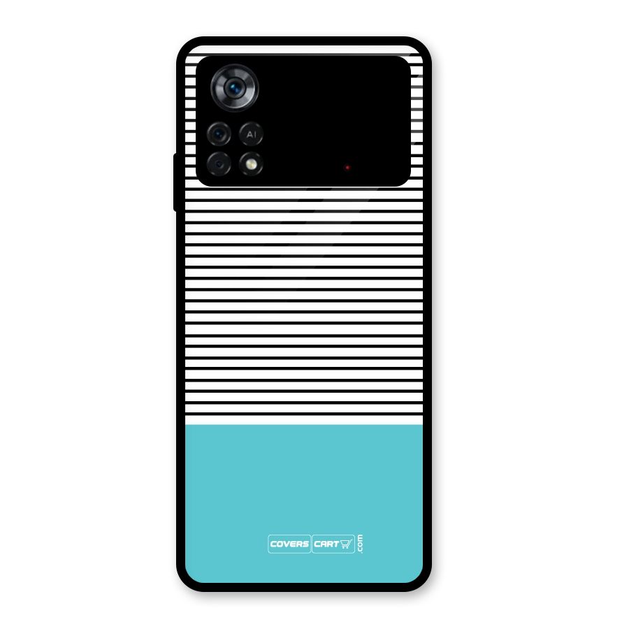 Deep Sky Blue Stripes Glass Back Case for Poco X4 Pro 5G