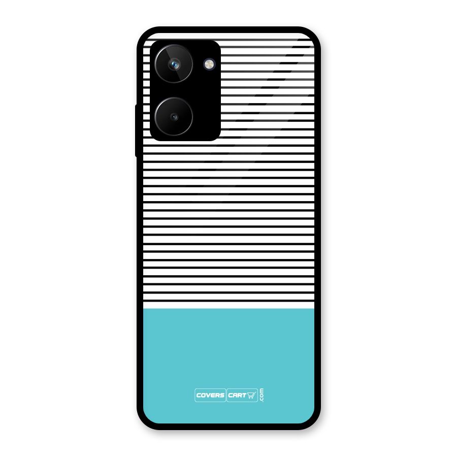 Deep Sky Blue Stripes Glass Back Case for Realme 10