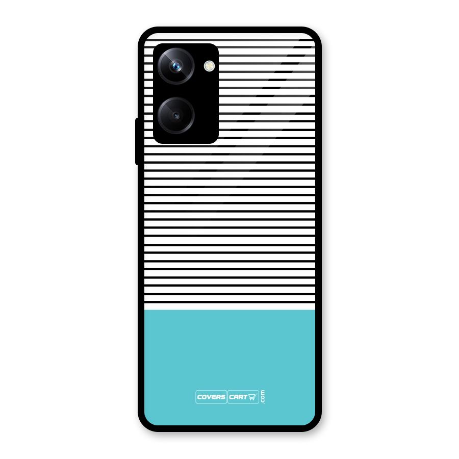 Deep Sky Blue Stripes Glass Back Case for Realme 10 Pro