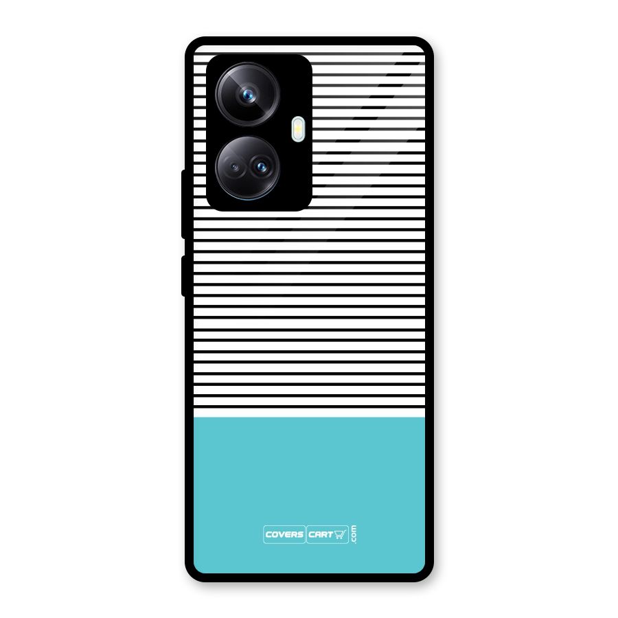 Deep Sky Blue Stripes Glass Back Case for Realme 10 Pro Plus