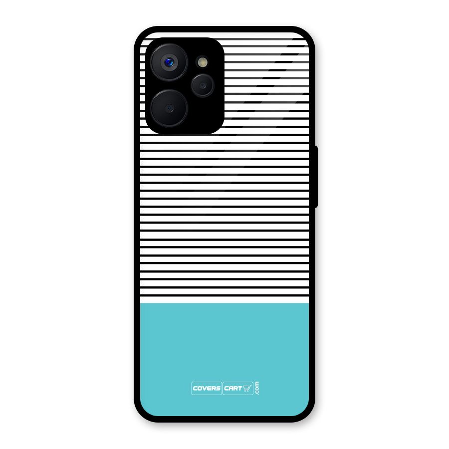 Deep Sky Blue Stripes Glass Back Case for Realme 9i 5G