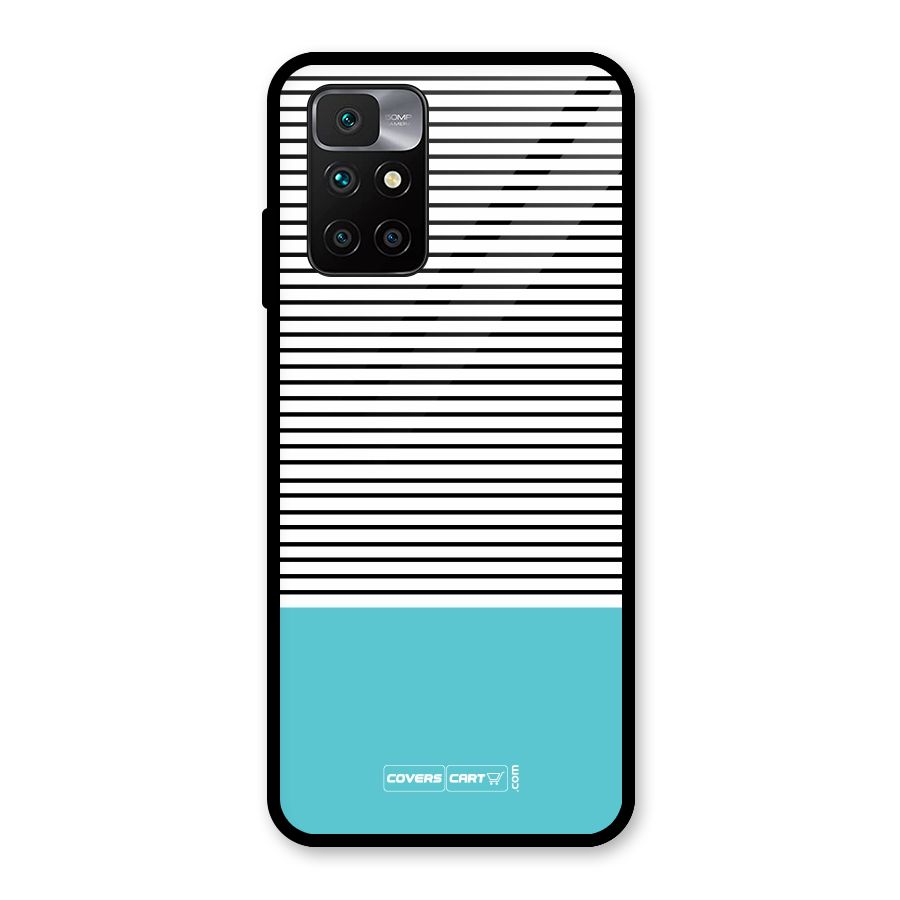 Deep Sky Blue Stripes Glass Back Case for Redmi 10 Prime