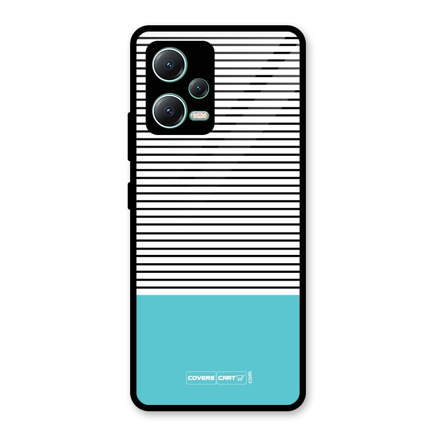 Deep Sky Blue Stripes Glass Back Case for Redmi Note 12 5G