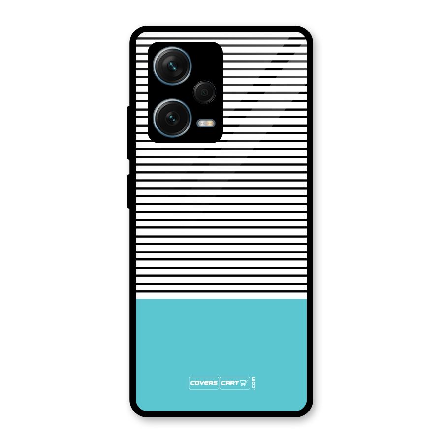 Deep Sky Blue Stripes Glass Back Case for Redmi Note 12 Pro Plus 5G