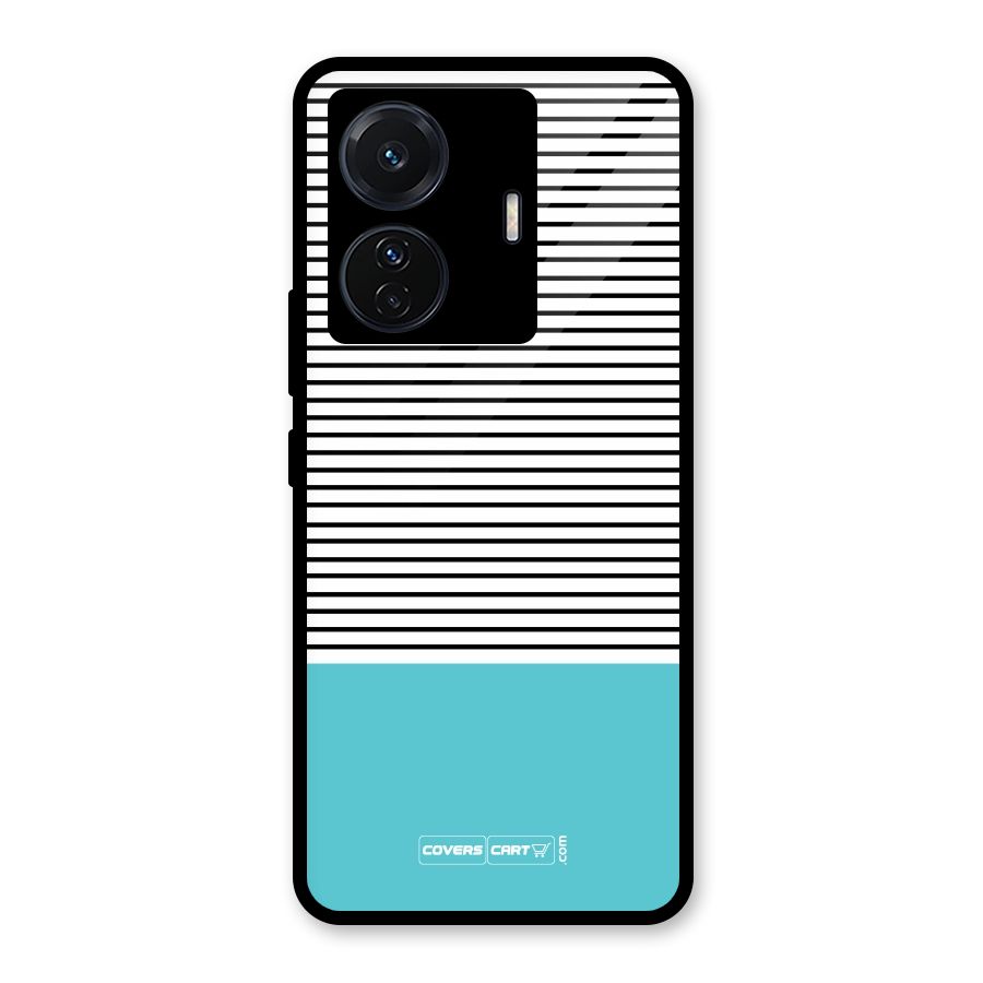 Deep Sky Blue Stripes Glass Back Case for Vivo T1 Pro