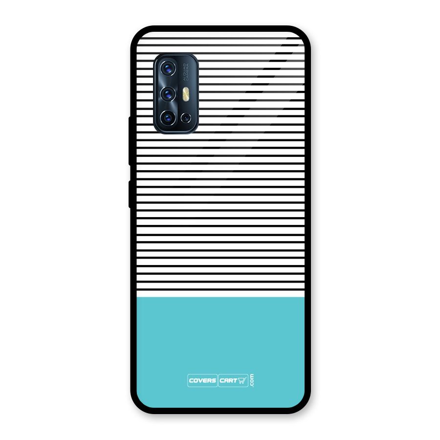 Deep Sky Blue Stripes Glass Back Case for Vivo V17
