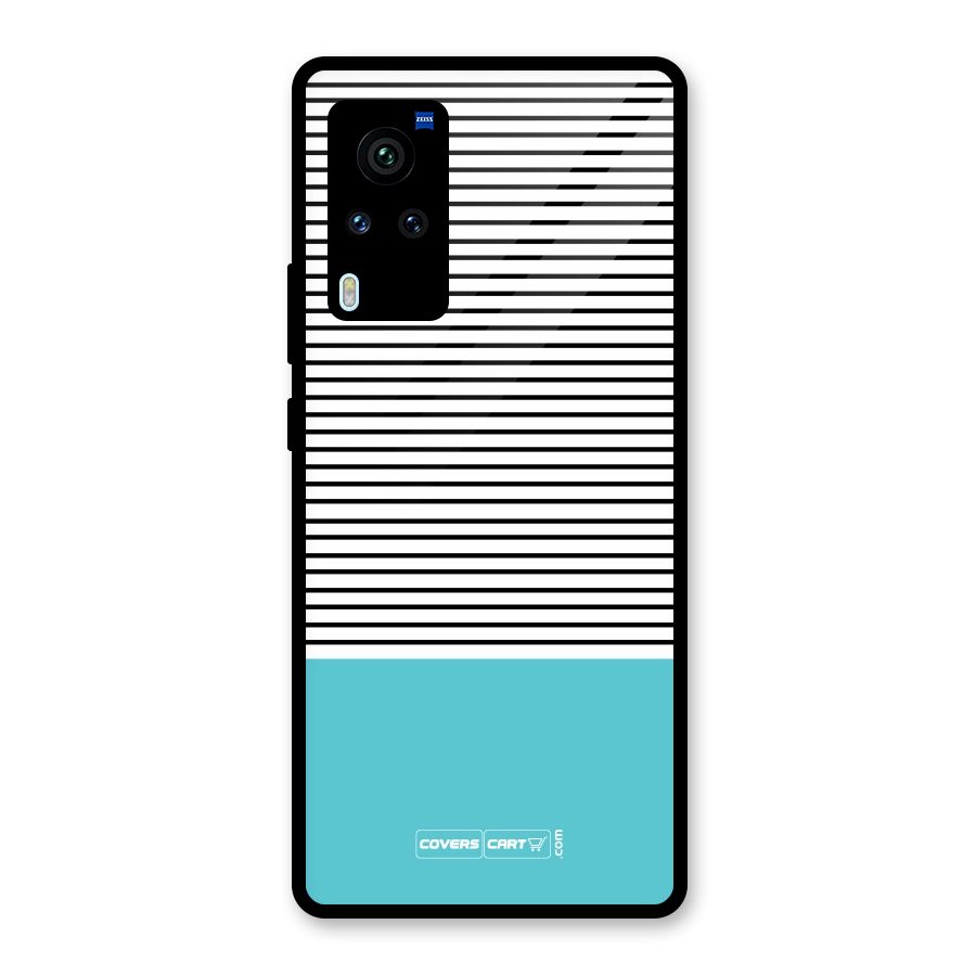 Deep Sky Blue Stripes Glass Back Case for Vivo X60 Pro