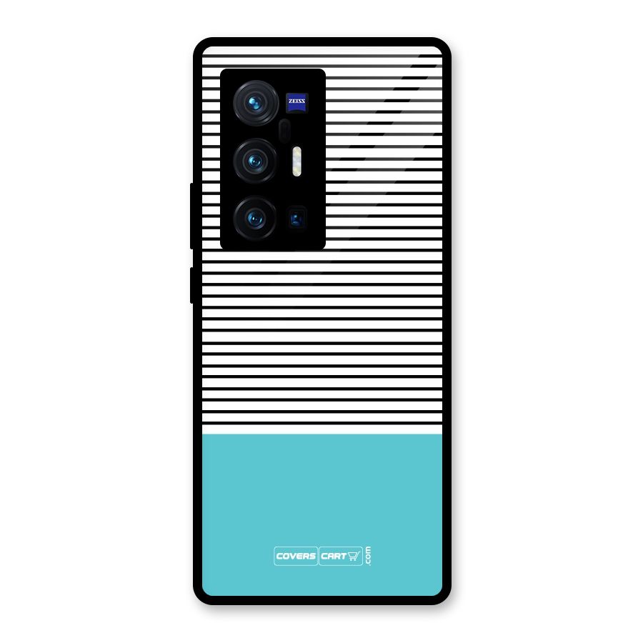 Deep Sky Blue Stripes Glass Back Case for Vivo X70 Pro Plus