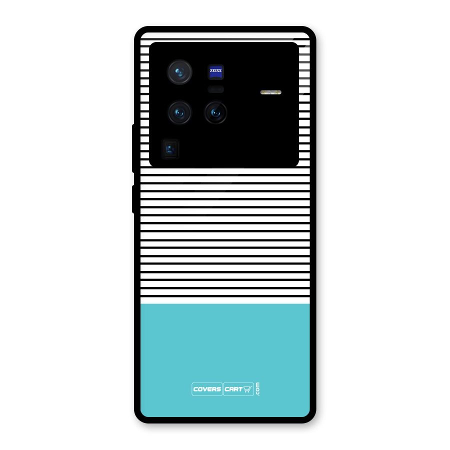 Deep Sky Blue Stripes Glass Back Case for Vivo X80 Pro