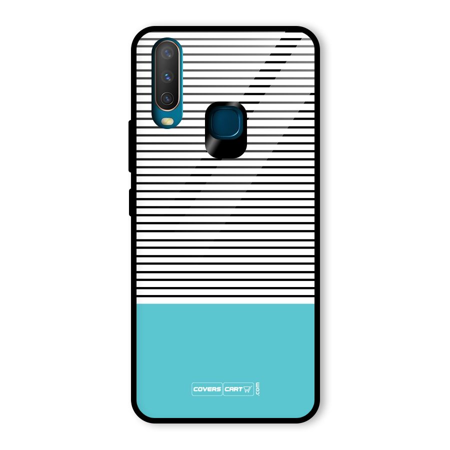 Deep Sky Blue Stripes Glass Back Case for Vivo Y17