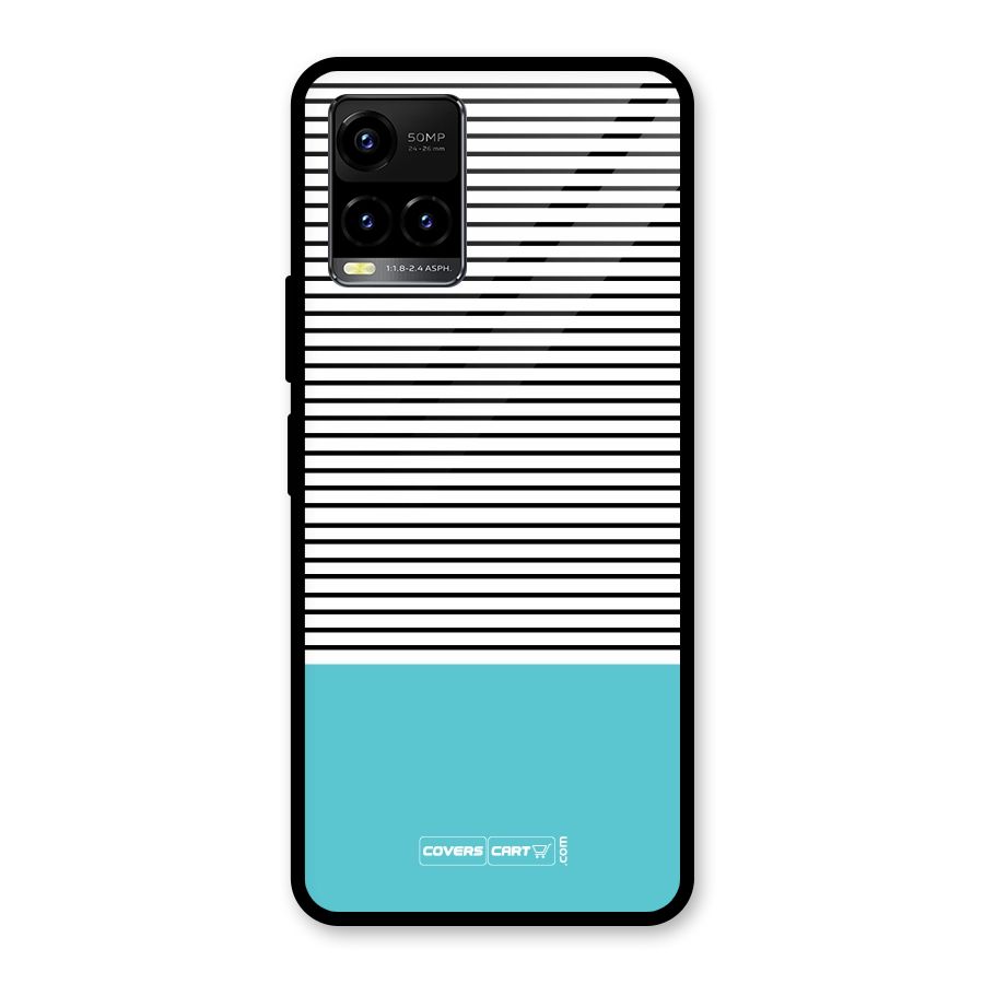 Deep Sky Blue Stripes Glass Back Case for Vivo Y21T