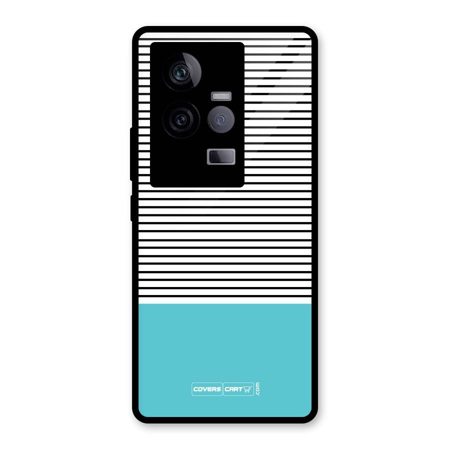 Deep Sky Blue Stripes Glass Back Case for Vivo iQOO 11 5G