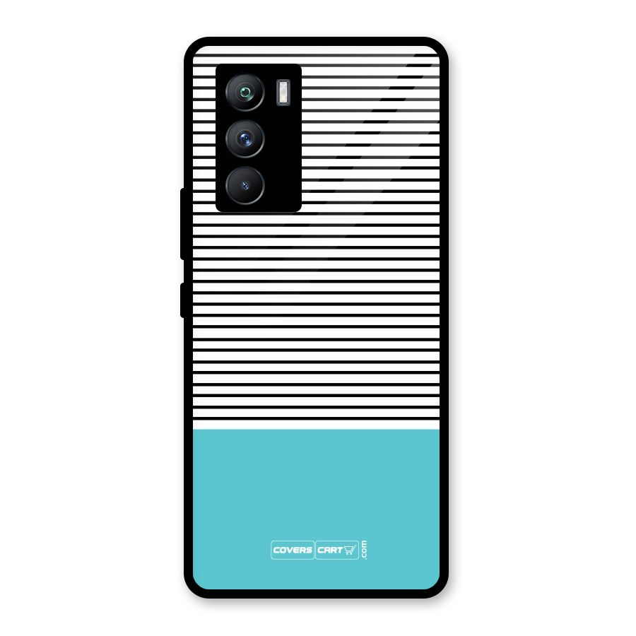 Deep Sky Blue Stripes Glass Back Case for Vivo iQOO 9 SE