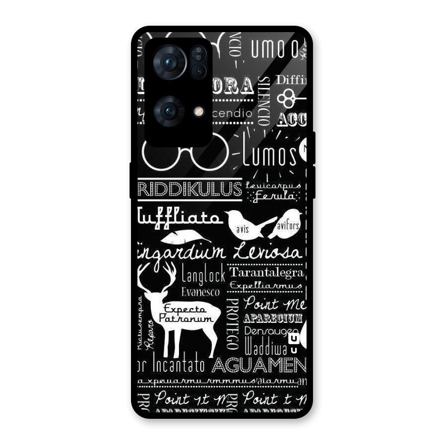 Deer Key Spell Glass Back Case for Oppo Reno7 Pro 5G